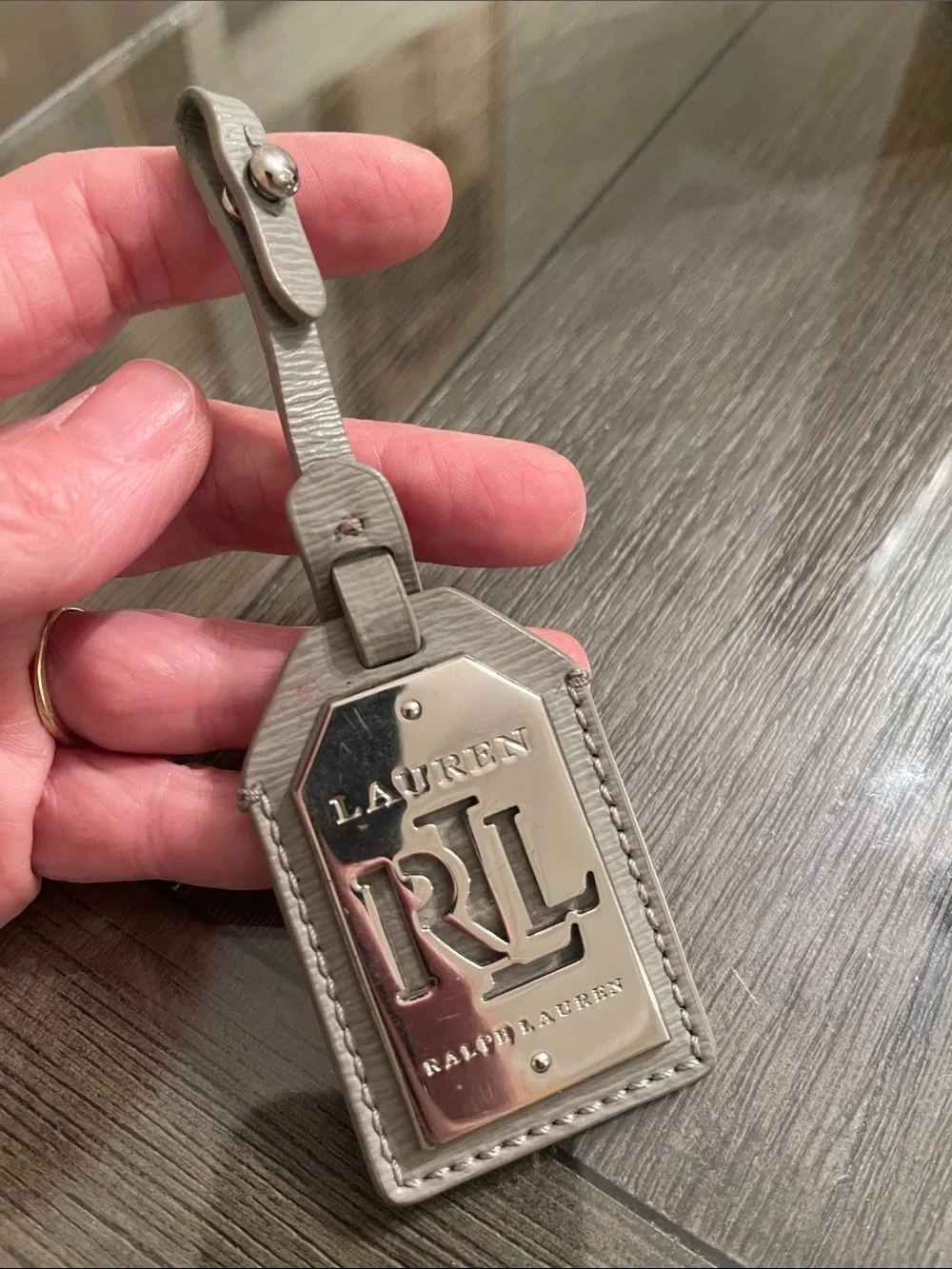 Lauren Ralph Lauren Grey & Silver Replacement Handbag Logo Hangtag - Bag Charm